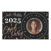 Rose Gold Graduation Photo Confetti Design Sticker
