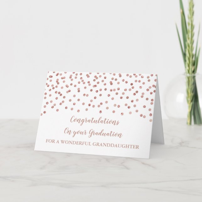 Rose Gold Granddaughter Congratulations Graduation Card (Front)