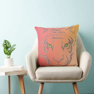Rose gold green eyed tiger cushion