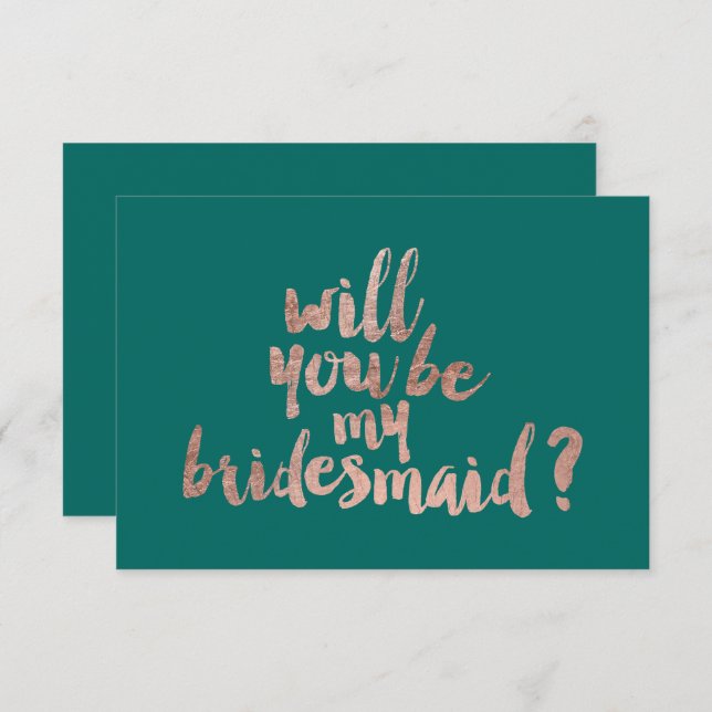 Rose gold green Will you be my Bridesmaid Invitation (Front/Back)