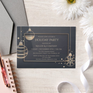 Rose Gold Grey Corporate Christmas Party Vellum Invitations
