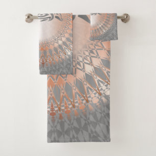 Rose Gold Grey Dolphin Mandala Bath Towel Set