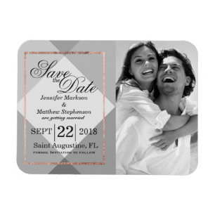 Rose Gold Grey Geo Save the Date Magnets