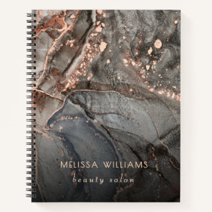 Rose Gold Grey Ink Marble  Notebook
