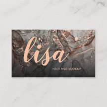 Rose Gold Grey Ink Marble Scan QR Code Business Ca