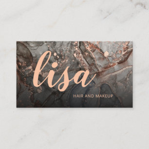 Rose Gold Grey Ink Marble Scan QR Code Business Ca Card