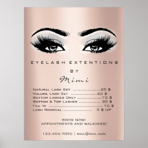 Rose Gold Grey Makeup Eyes Lashes Price List Poster
