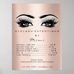 Rose Gold Grey Makeup Eyes Lashes Prices Poster