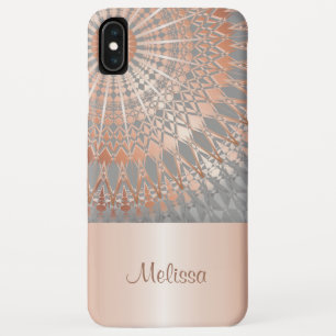 Rose Gold Grey Mandala Monogram iPhone XS Max Case