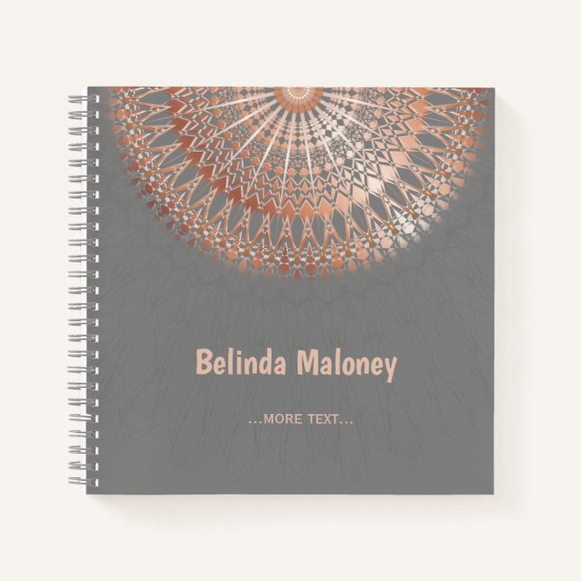 Rose Gold Grey Mandala Notebook (Front)