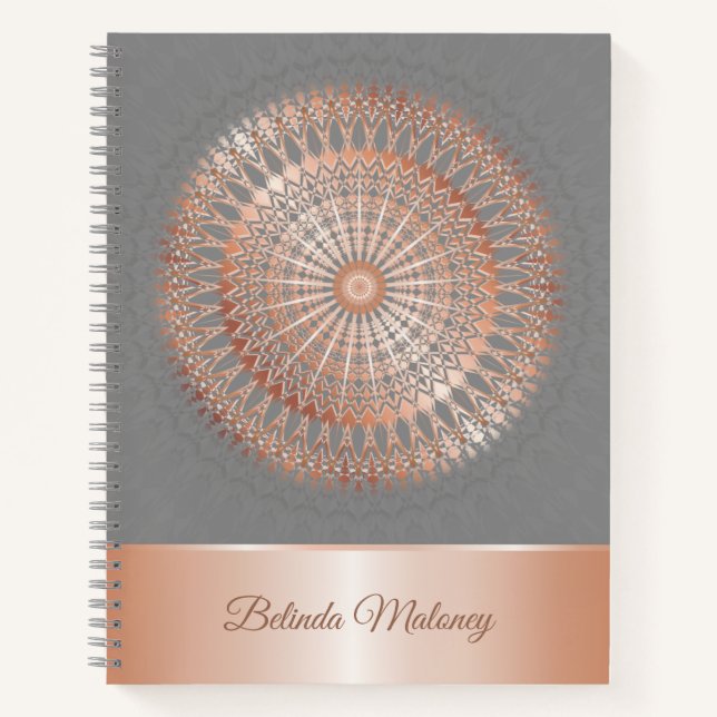 Rose Gold Grey Mandala Notebook (Front)