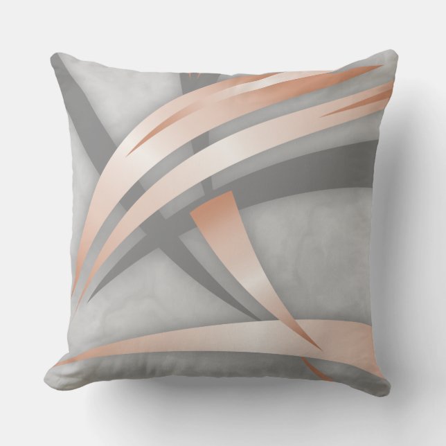 Rose Gold Grey Marble Abstract Art Cushion (Front)