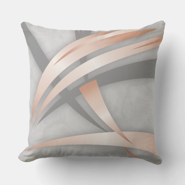 Rose Gold Grey Marble Abstract Art Cushion (Front)