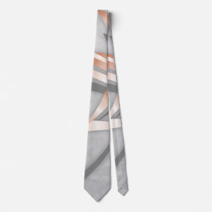 Rose Gold Grey Marble Abstract Art Tie
