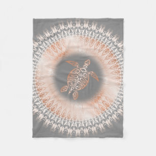 Rose Gold Grey Turtle Mandala Fleece Blanket