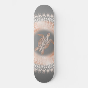 Rose Gold Grey Turtle Mandala Skateboard