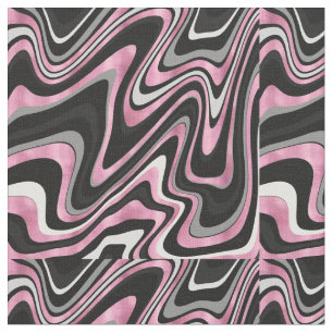 Rose Gold Grey wavy swirls pattern Fabric