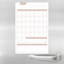 Rose gold grocery calendar magnet