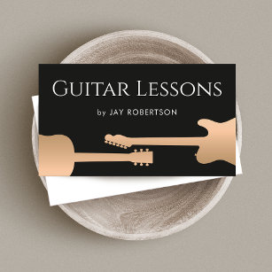 Rose Gold Guitar Teacher Business Card