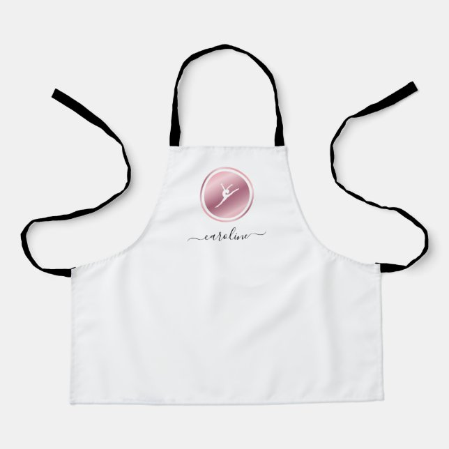 Rose Gold Gymnastics Girls Name Gymnast Cute Girly Apron (Front)