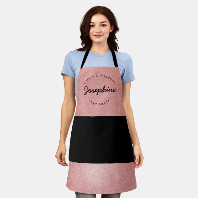 Rose Gold Hair Makeup business typography Apron (Worn)