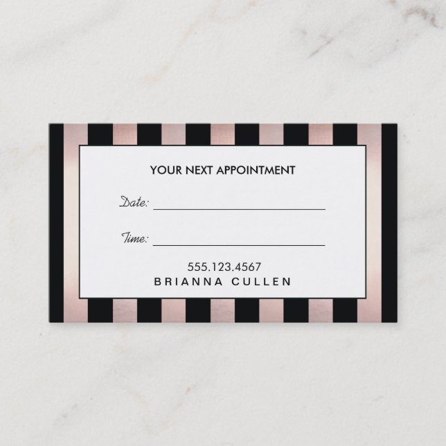 Rose Gold Hair Salon Appointment Reminder Card (Front)