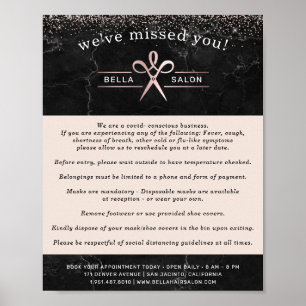 Rose Gold Hair Salon Covid Conscious Safety Poster