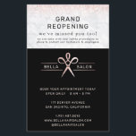 Rose Gold Hair Salon Grand Reopening Covid Safety Flyer<br><div class="desc">A complete cohesive collection for all your business products and supplies. Advise patrons of your reopening with new covid safety measures in place. A collection of products to promote social distancing guidelines.These products are great to ensure both employees and clients follow social distancing guidelines. Add your custom wording to this...</div>