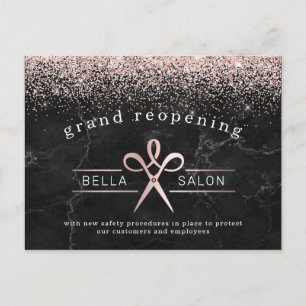 Rose Gold Hair Salon Grand Reopening Covid Safety Postcard
