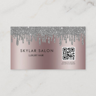 Rose Gold Hair Salon Stylist QR code Business Card