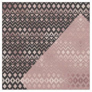 Rose Gold Hand Drawn Tribal Aztec Geometric Fabric