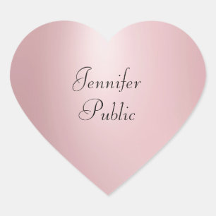 Rose Gold Hand Script Elegant Template Modern Heart Sticker