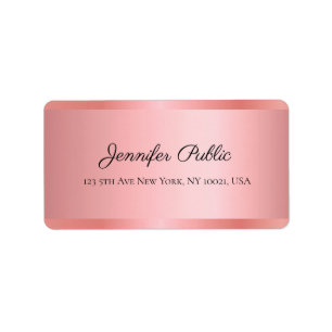 Rose Gold Hand Script Name Professional Elegant Label