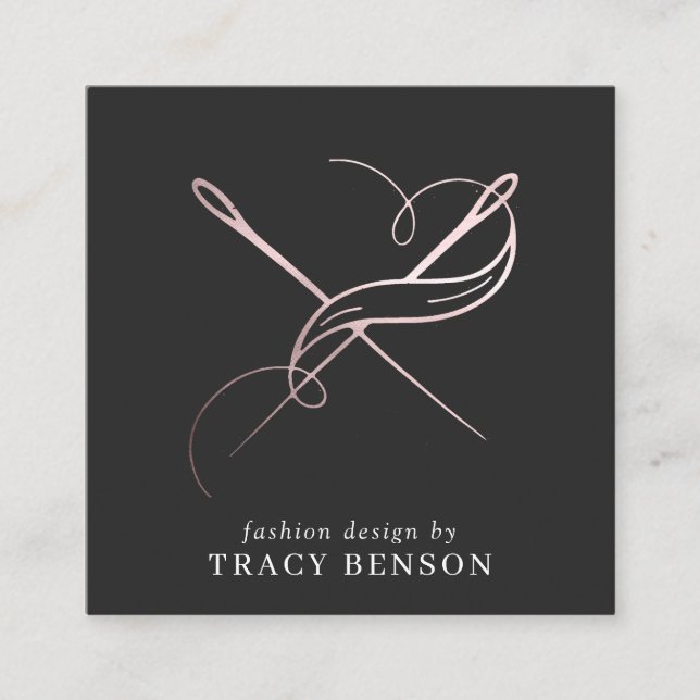 Rose Gold Handmade | Needle & Thread Square Business Card (Front)
