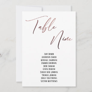 Rose Gold Handwriting Table Nine Seating Chart