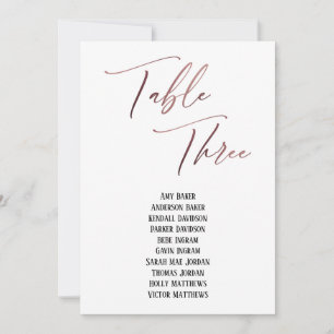 Rose Gold Handwriting Table Three Seating Chart