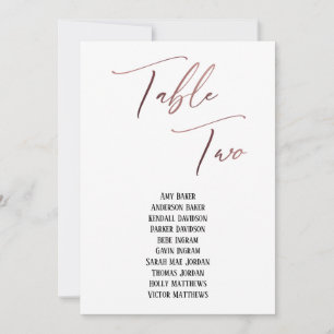 Rose Gold Handwriting Table Two Seating Chart
