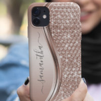 Rose Gold Handwritten Name Glitter Sparkle Bling