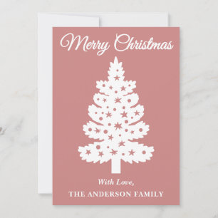 Rose Gold Handwritten Script Christmas Tree Holiday Card