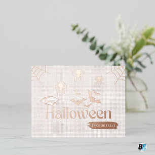 Rose Gold Happy Halloween Unique Foil Holiday Postcard