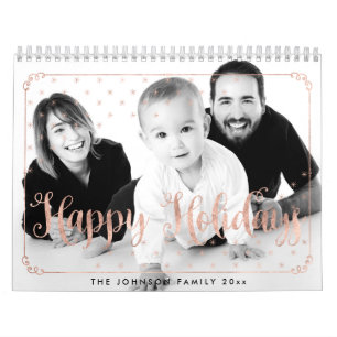 Rose Gold Happy Holidays Calendars Photo