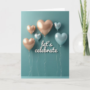 Rose Gold Heart Balloon Card