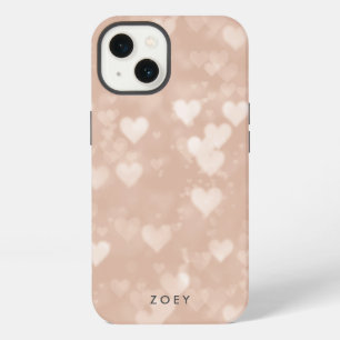 Rose Gold Heart Bokeh iPhone Case