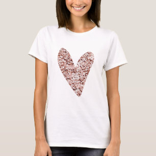 Rose Gold Heart Clipart Cute Heart Glitter Designs T-Shirt