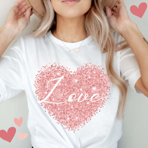 Rose gold Heart Love Valentines day Women T-Shirt