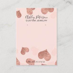 Rose gold heart pink jewelry earring display business card