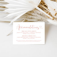 Rose Gold Heart Script Wedding Accommodations