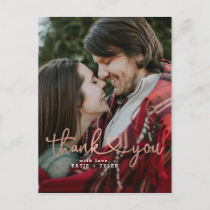 Rose Gold Heart Thank You Cards