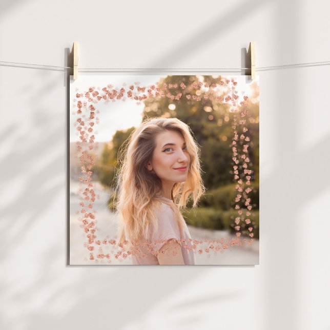 Rose Gold Hearts Border Photo Poster (Rose Gold Hearts Border Photo Poster)