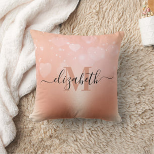 Rose Gold Hearts Cushion